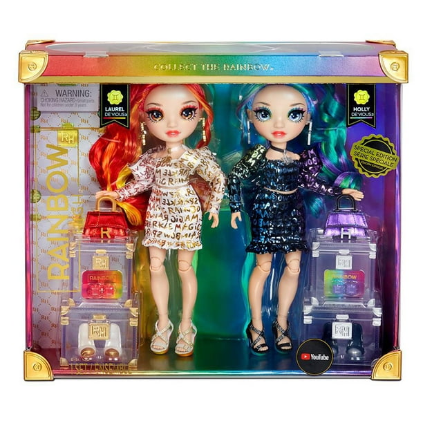 Poupées-mannequins Rainbow High de série spéciale, paquet de 2 jumelles,  Laurel and Holly De'Vious 
