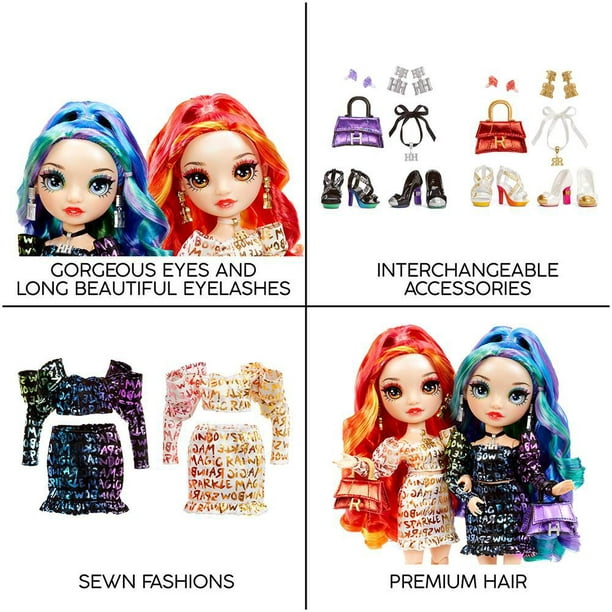 Rainbow High Shadow High Special Edition Twins- 2-Pack Fashion Doll. Purple  & Black Designer Outfits with Accessories, Great Gift for Kids 6-12 Years