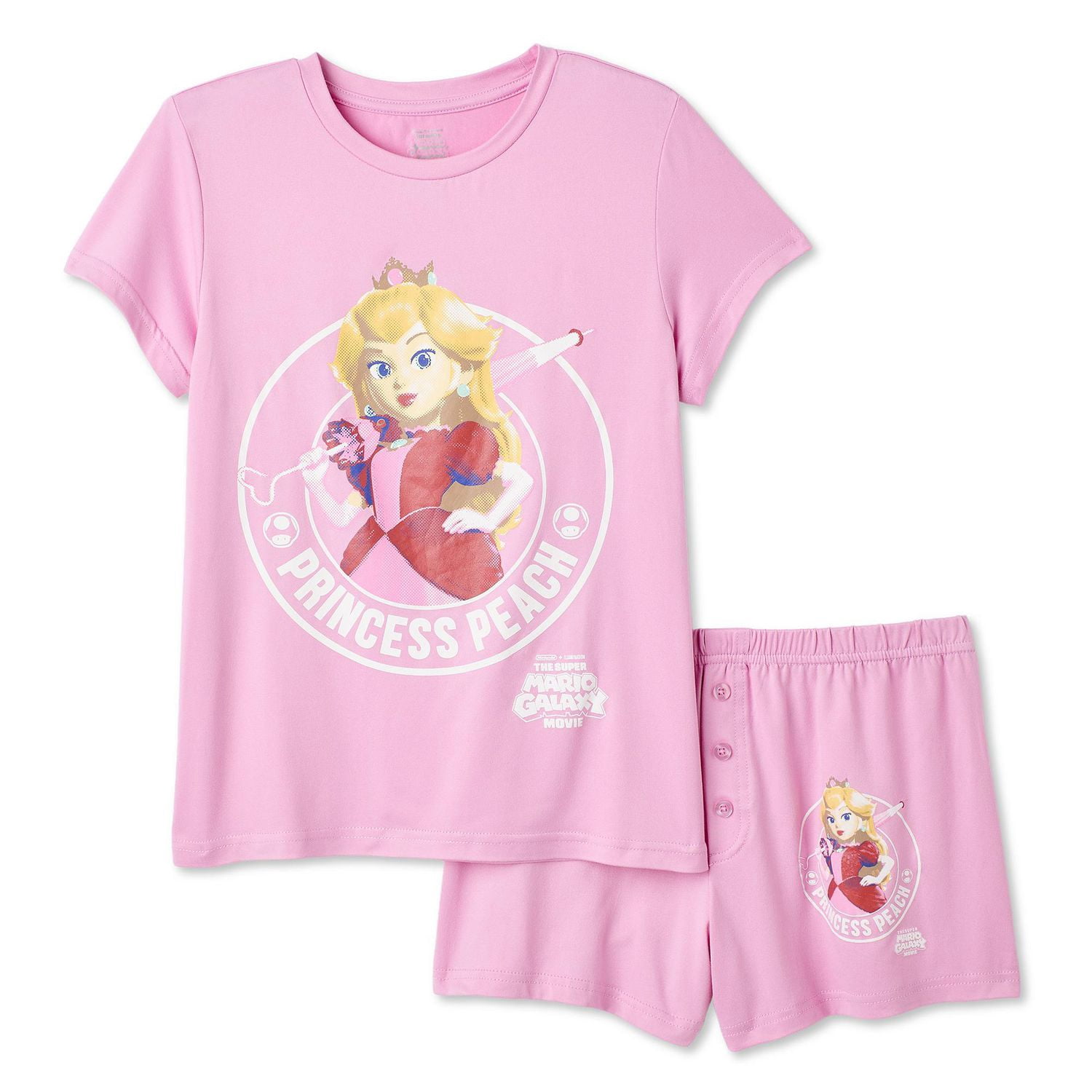 The Super Mario Galaxy Movie Girls' Two Piece Princess Peach Boxer Pajama Set