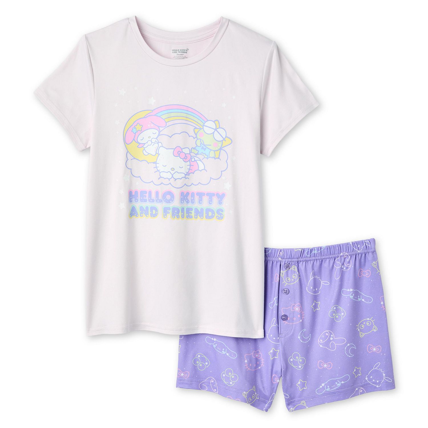 Pyjama 2 pièces avec short boxeur Hello Kitty et ses amis pour filles