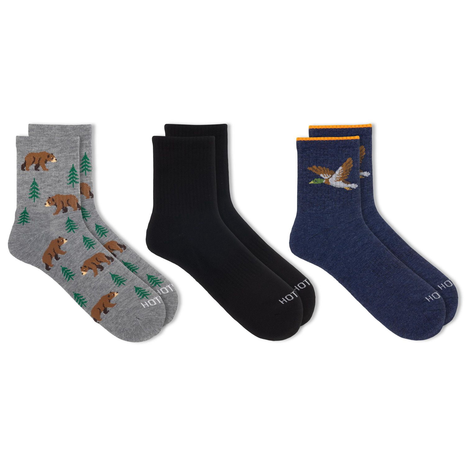 HOTSOX Men's Cushioned 3 Pair Fashion Mid-Crew Sock Size 6-12
