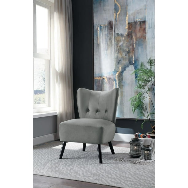 Topline Home Furnishings Chaise d'appoint en velours gris