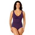 thumbnail image 1 of Lands' End Women's Size S-XXL Nylon Spandex V Neck One-Piece Swimsuit with Shirring Detail, 1 of 5