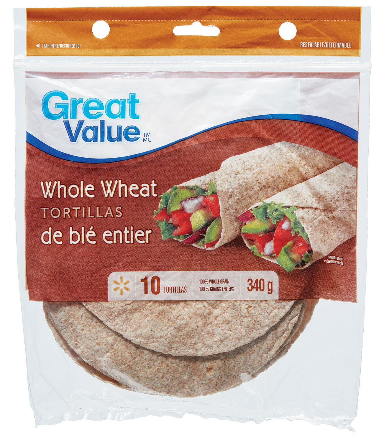 Great Value Whole Wheat Tortillas 7" Walmart Canada