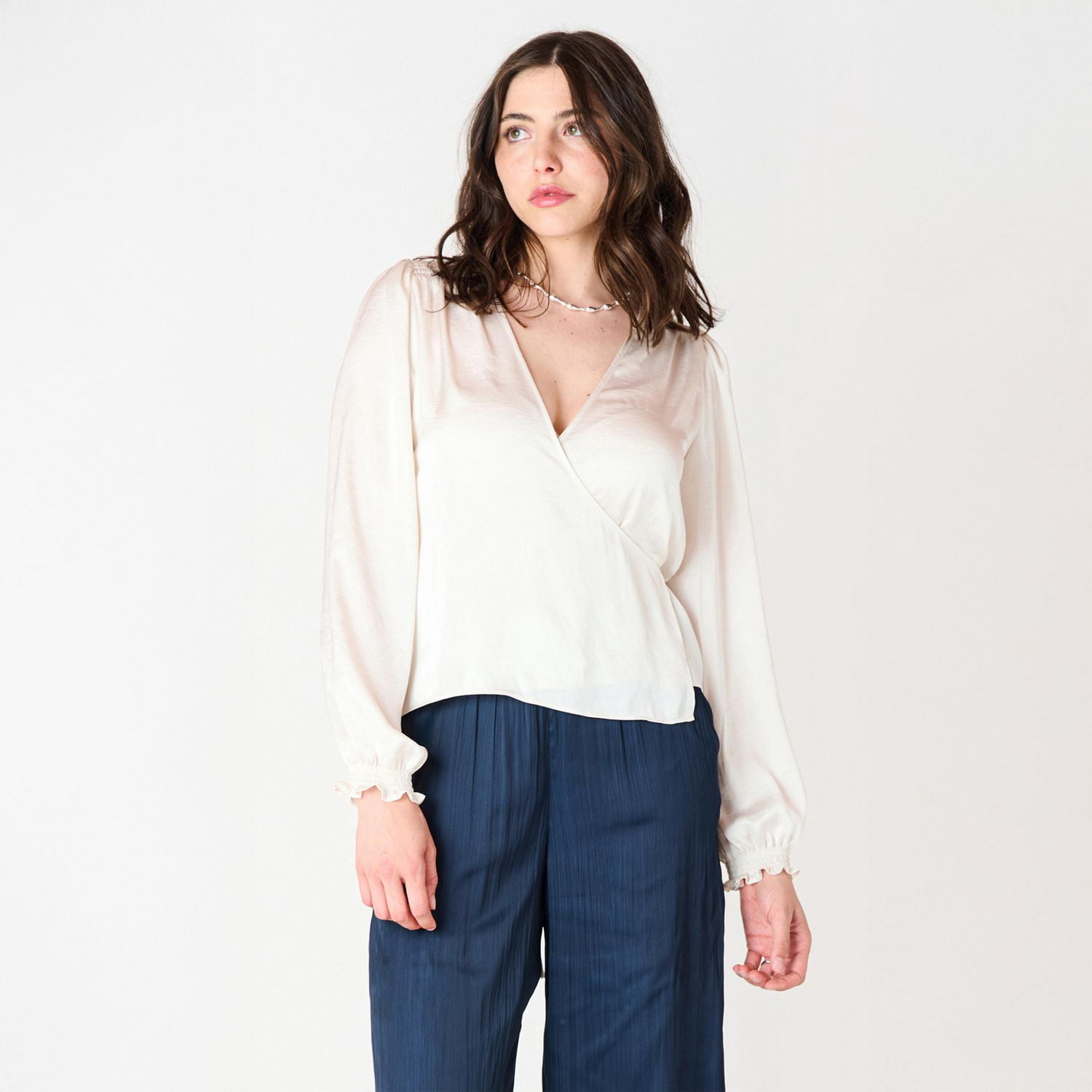 Devoted, Satin Wrap Blouse, Sizes XS-XL