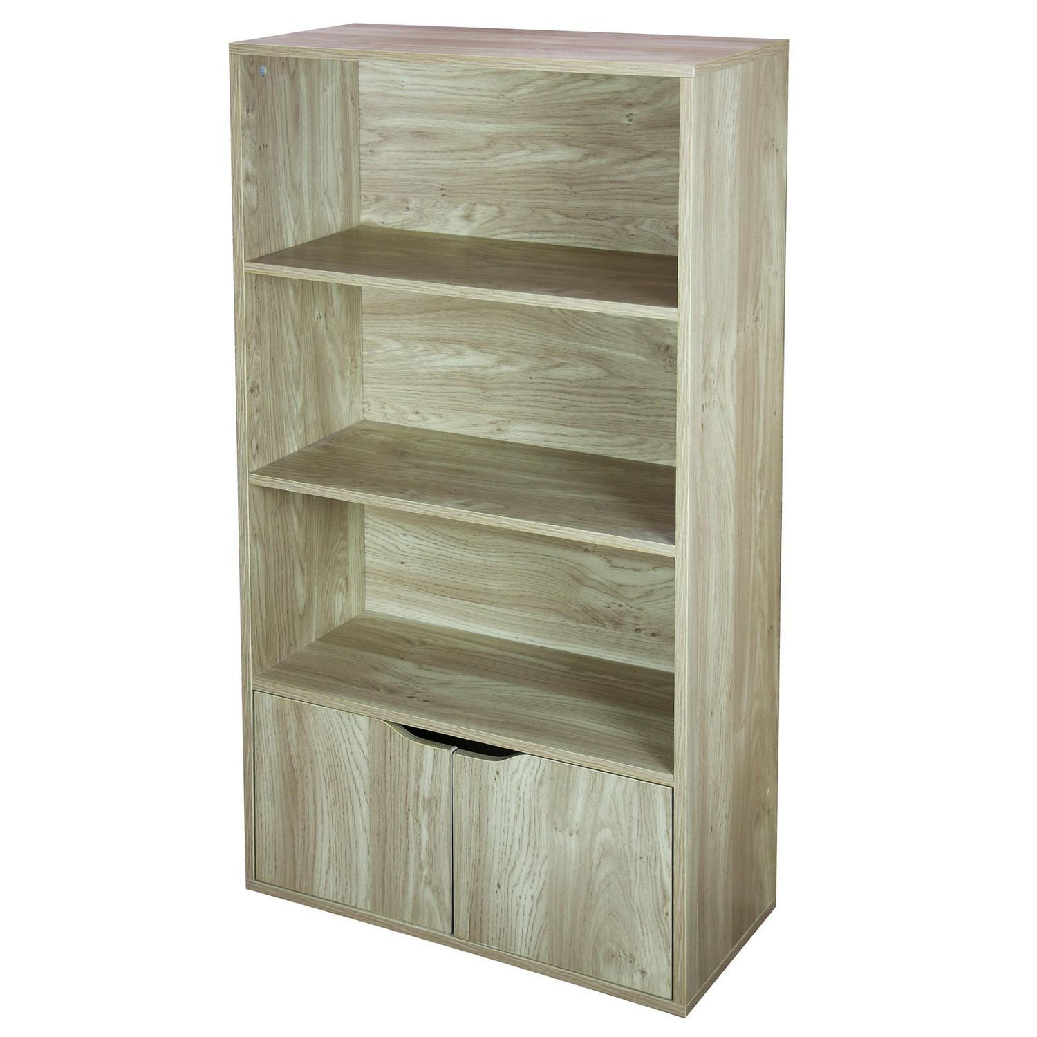 3 Tier Wood Bookcase with Doors, Natural Walmart Canada