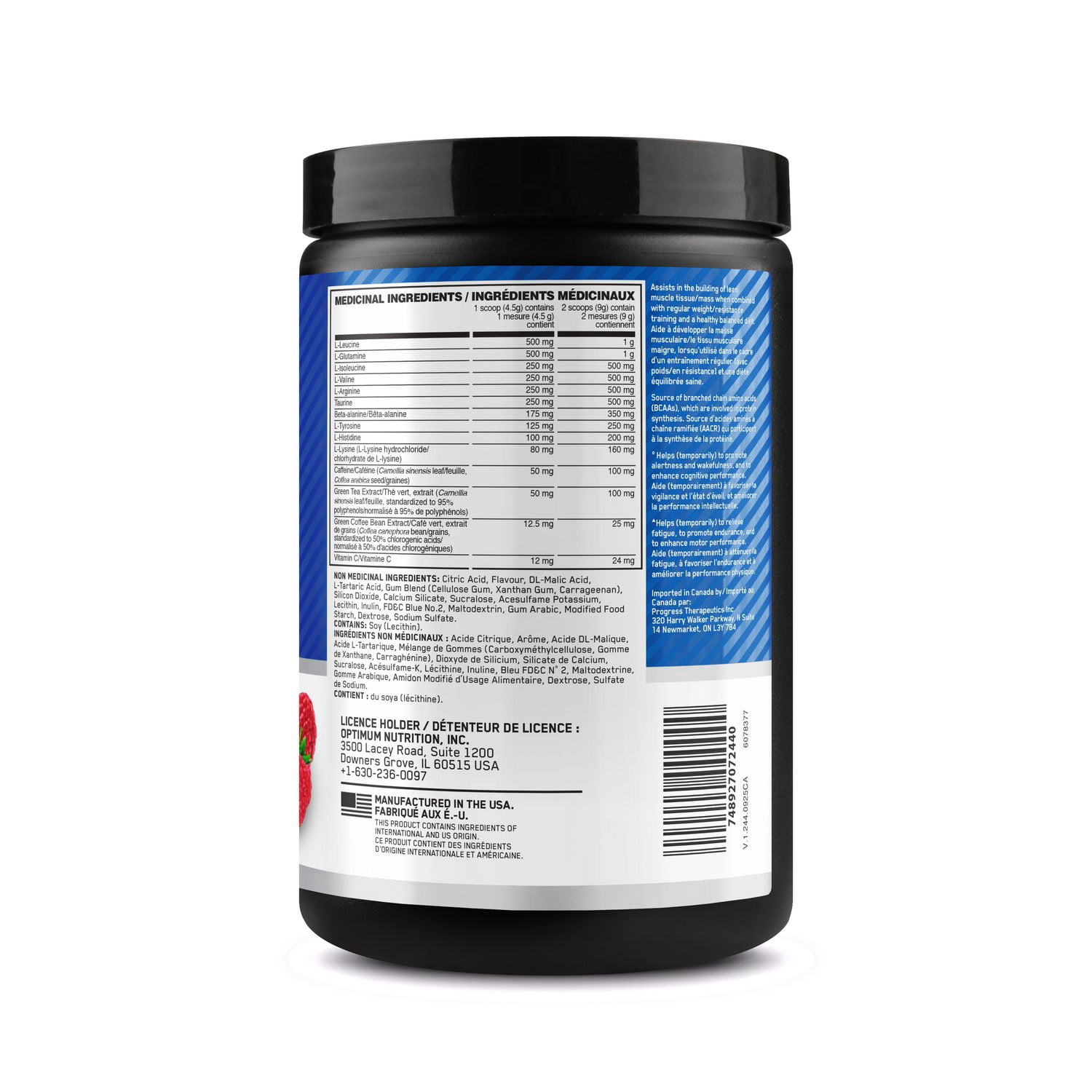 Optimum Nutrition Amino Energy Powder: Blue Raspberry - 30 Servings (270G)