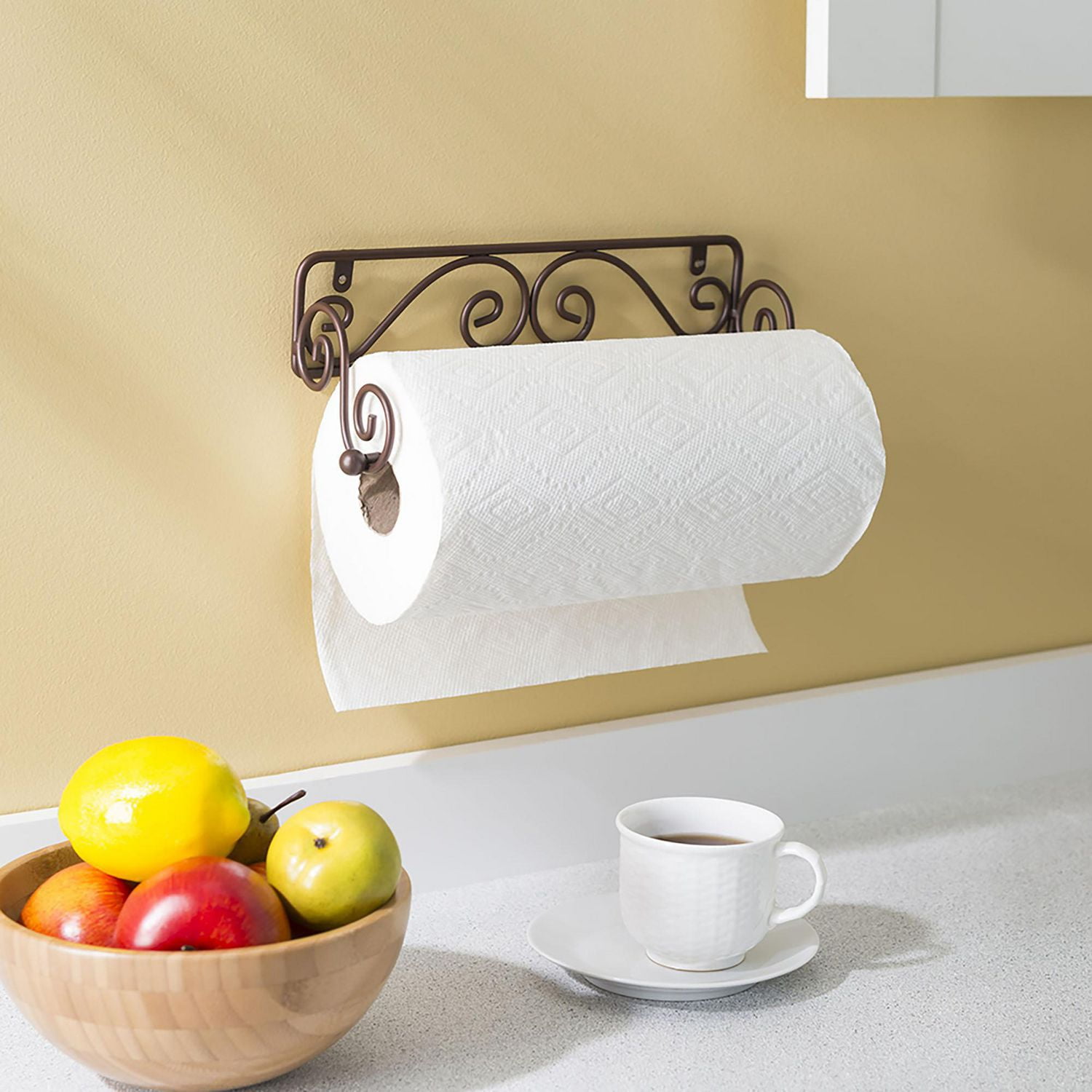 Scroll Collection Steel Wall Mounted Paper Towel Holder, Bronze