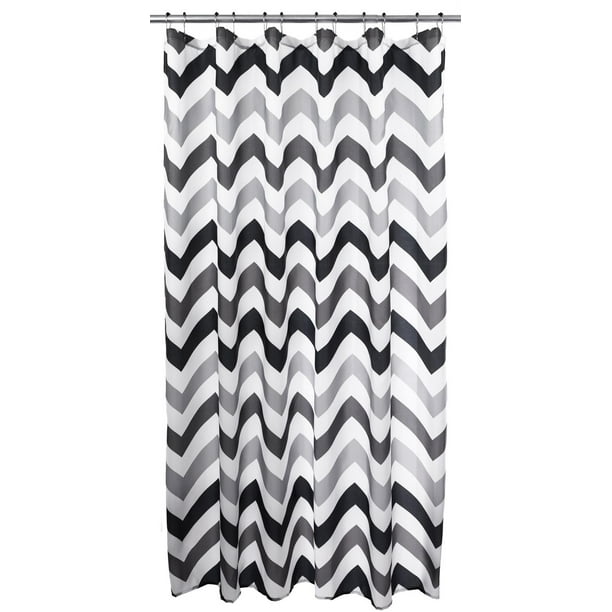kieragrace KG  rideau de douche en tissu Barry – 180,34 x 180,34 cm (71 x 71 po), zig-zag noir et gris, 12 crochets
