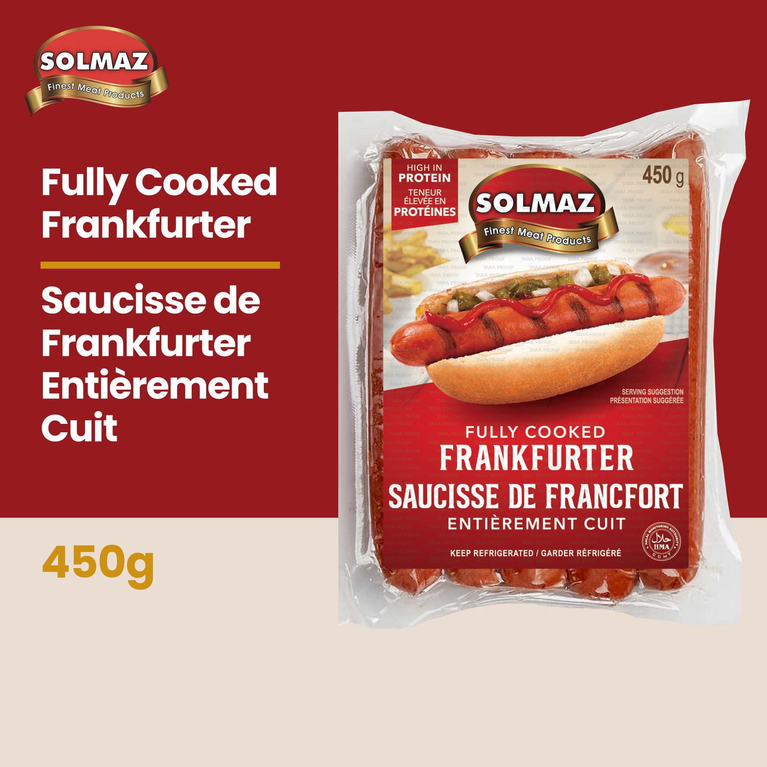 Solmaz Halal Frankfurter, Fully Cooked 450gr