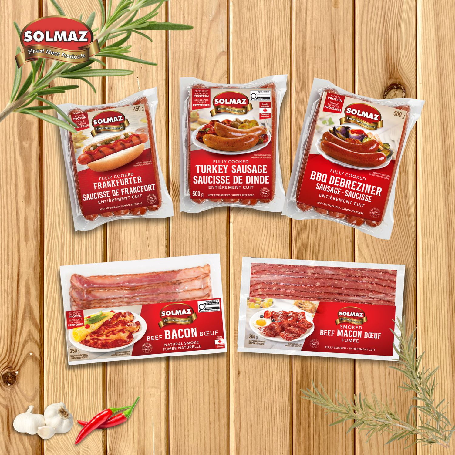 Solmaz Halal Saucissons Frankfurter Entièrement cuit 450gr