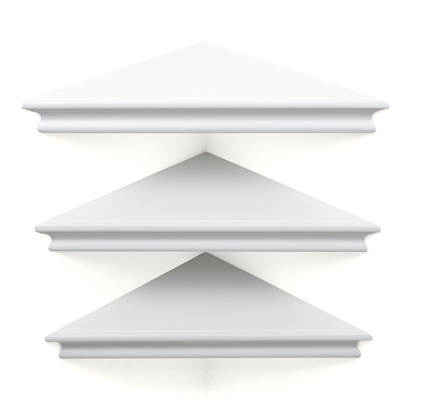 Kieragrace Providence Reilly Triangle Corner Shelf Set Of 3 White 11 Inch Matte Finish