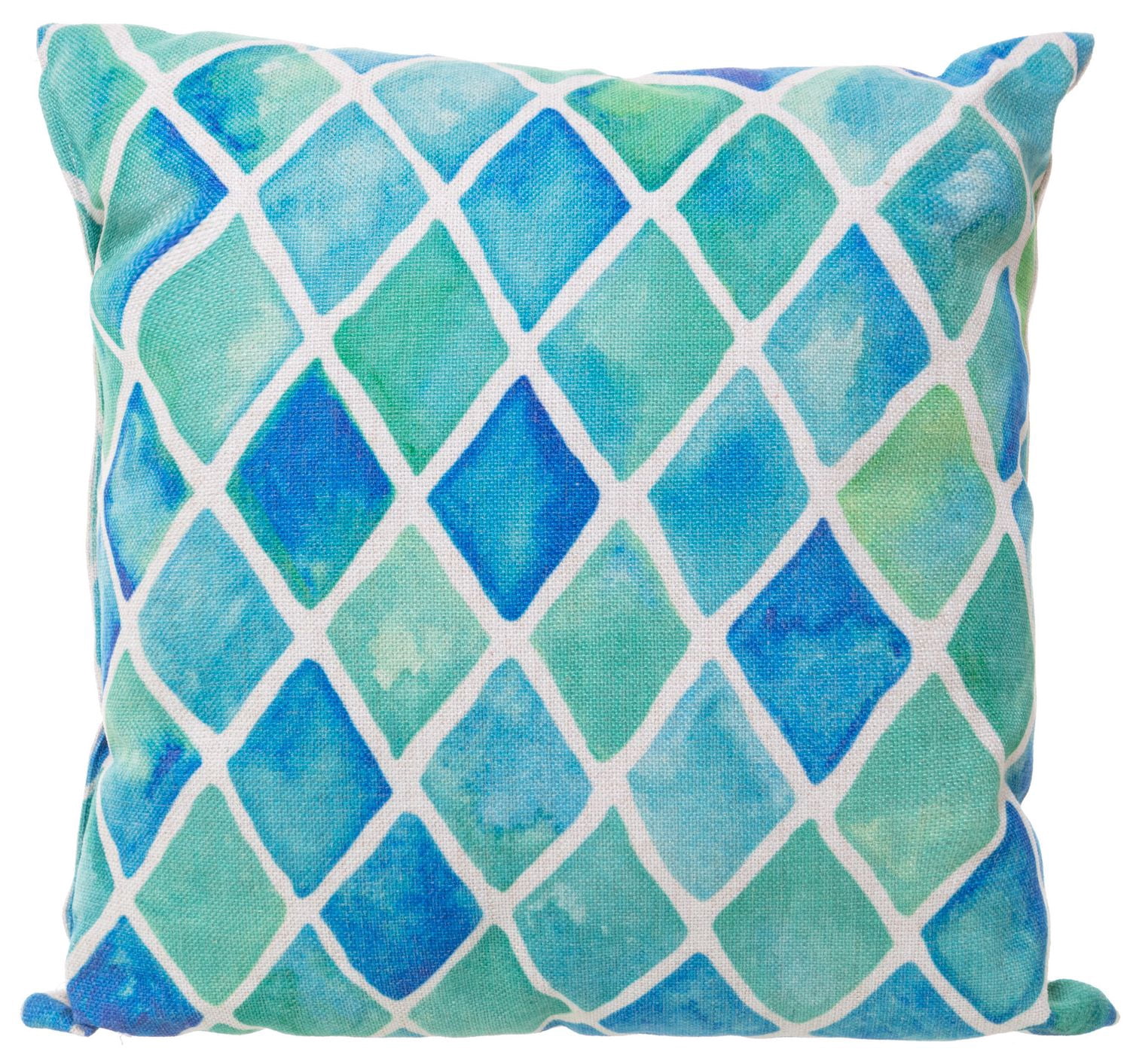 kieragrace KG Kenney Diamond Throw Pillows, Set of 2 Blue, Green, White Pattern, 18Inch by 18