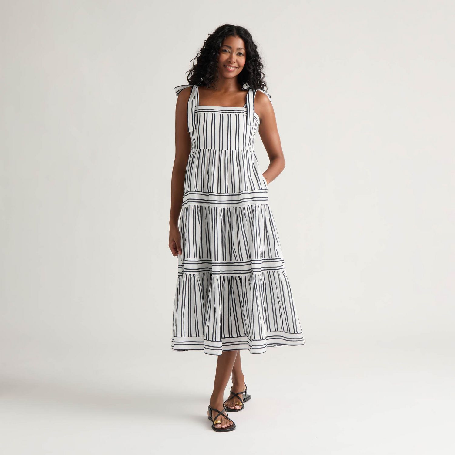 Mexx Women’s Printed Woven Strap Tiered Dress