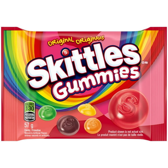 SKITTLES, Original Gummy Candy, Full Size Bag, 57g, Individual Bag, 57 g