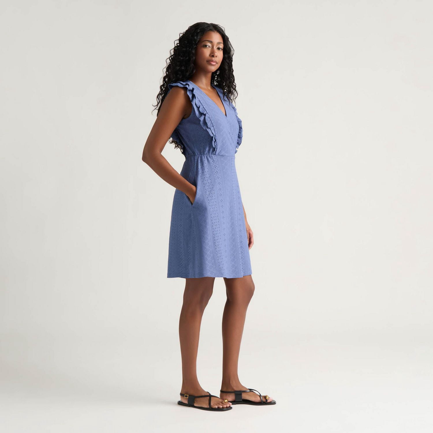 Mexx Women’s Knit Eyelet Romper with Ruffle Trims
