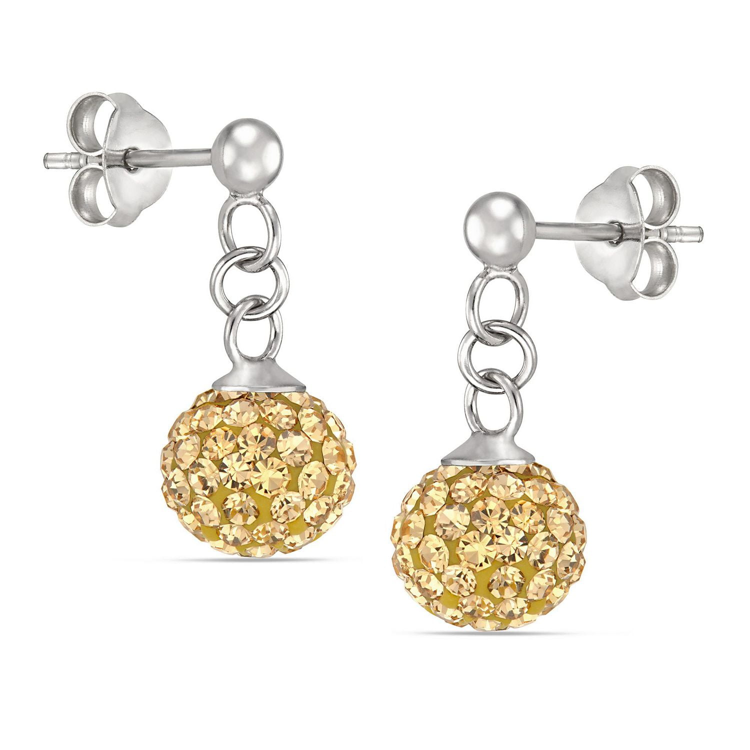 Quintessential Sterling Silver with Yellow Crystal Drop Earrings