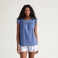 thumbnail image 1 of Mexx Women’s Knit Eyelet Sleeveless Ruffled Blouse, 1 of 5