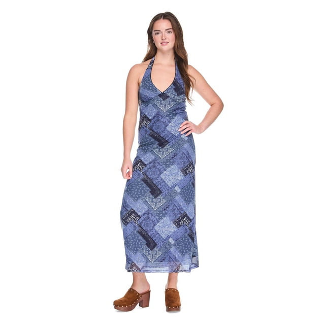 Wild Skye Women's Mesh Halter Maxi Dress