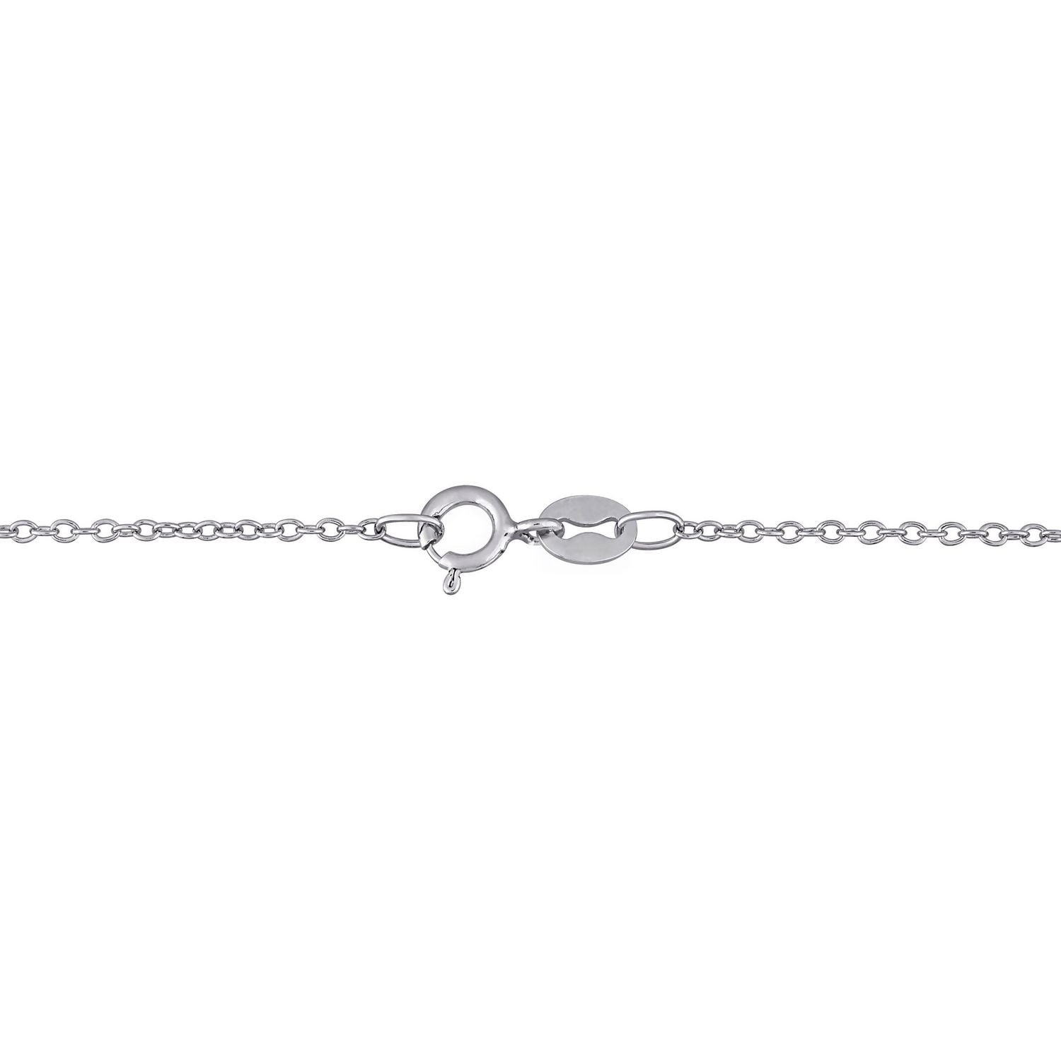 Miabella 1-1/2 Carat T.G.W. Created White and Blue Sapphire and Black Spinel Sterling Silver Dog Necklace, 17"