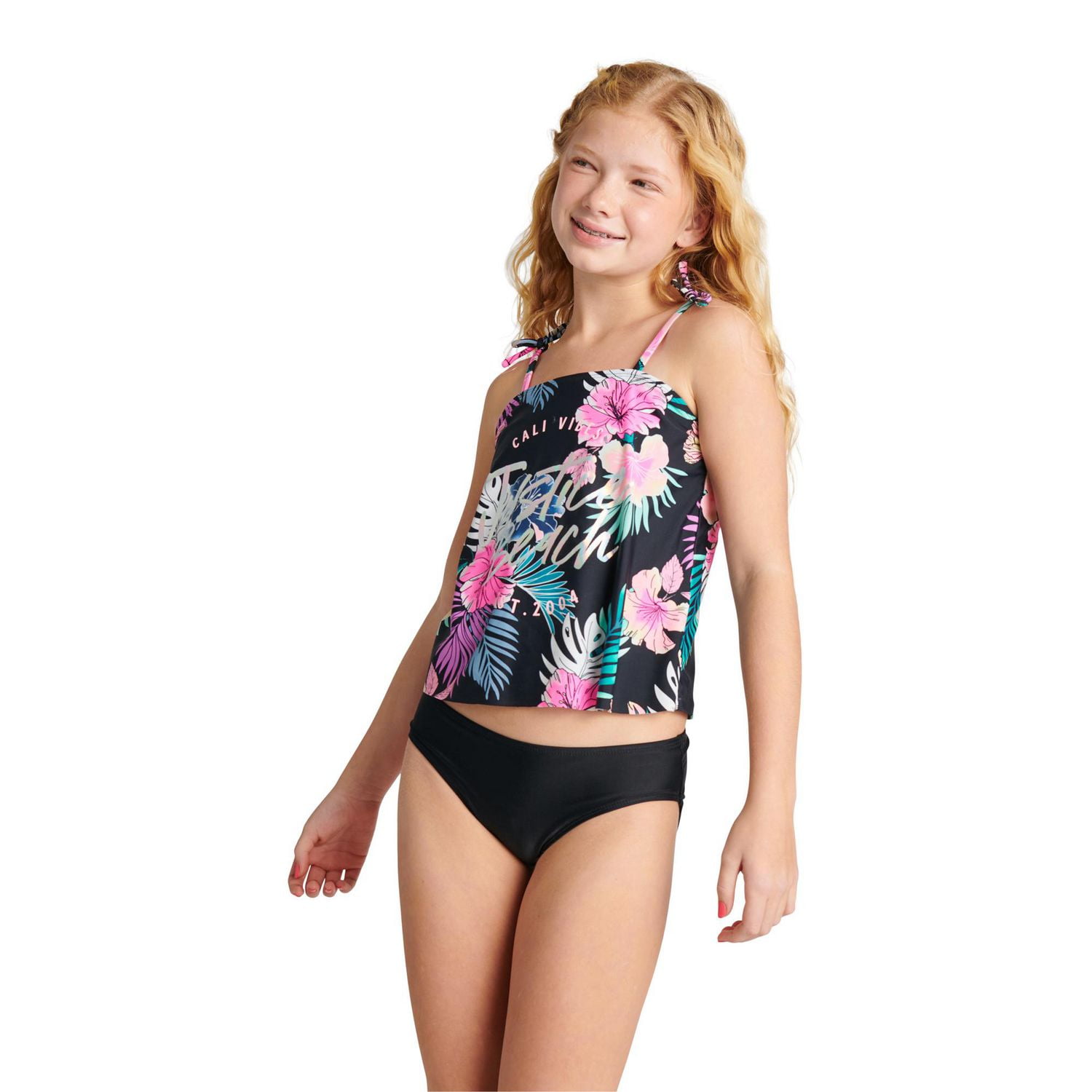 Justice Girls' Tie Strap Tankini 2-Piece Set