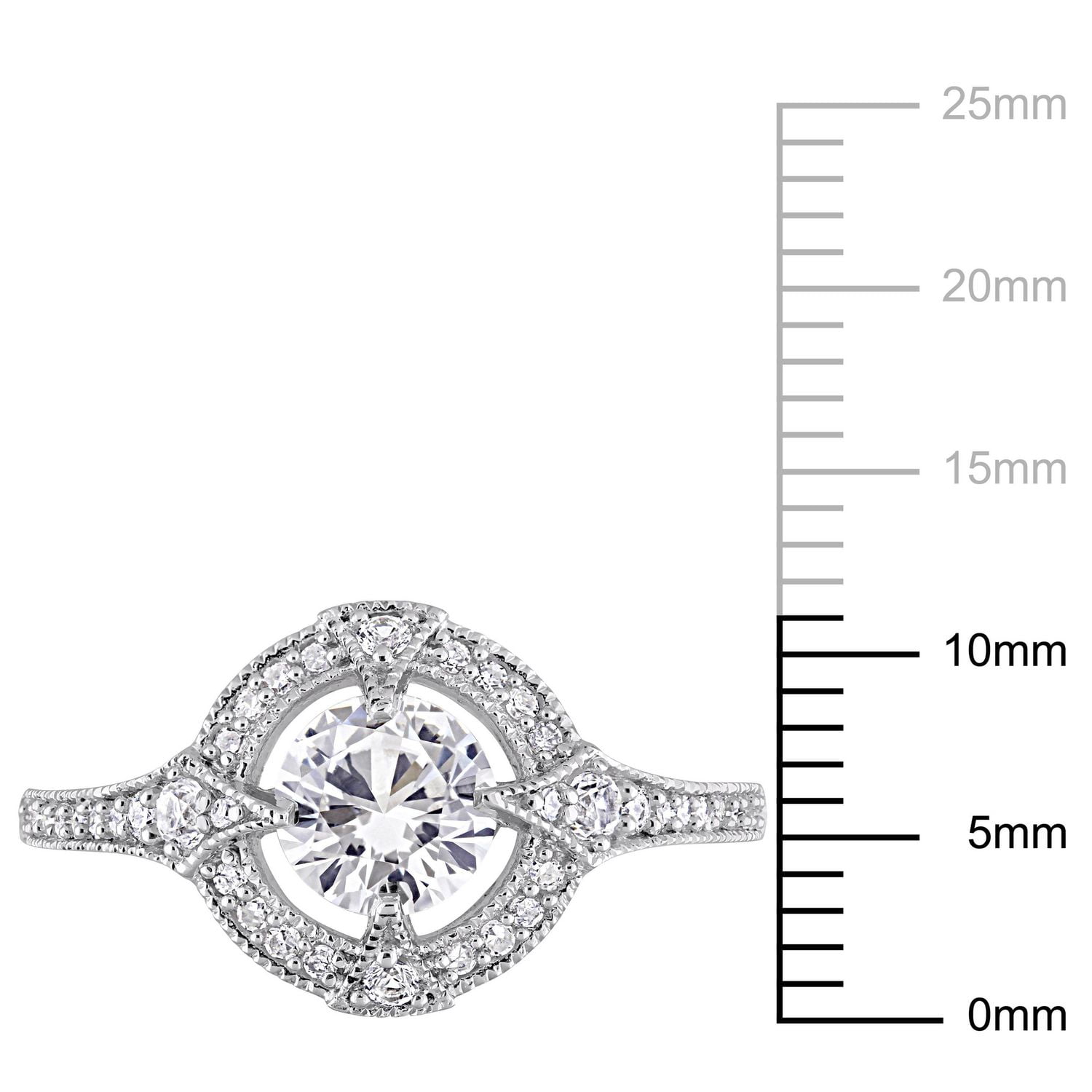 Bague de fiançailles Miabella avec saphir blanc synthétique 1-1/6 CT PBT et diamants 1/6 CT poids total en argent sterling