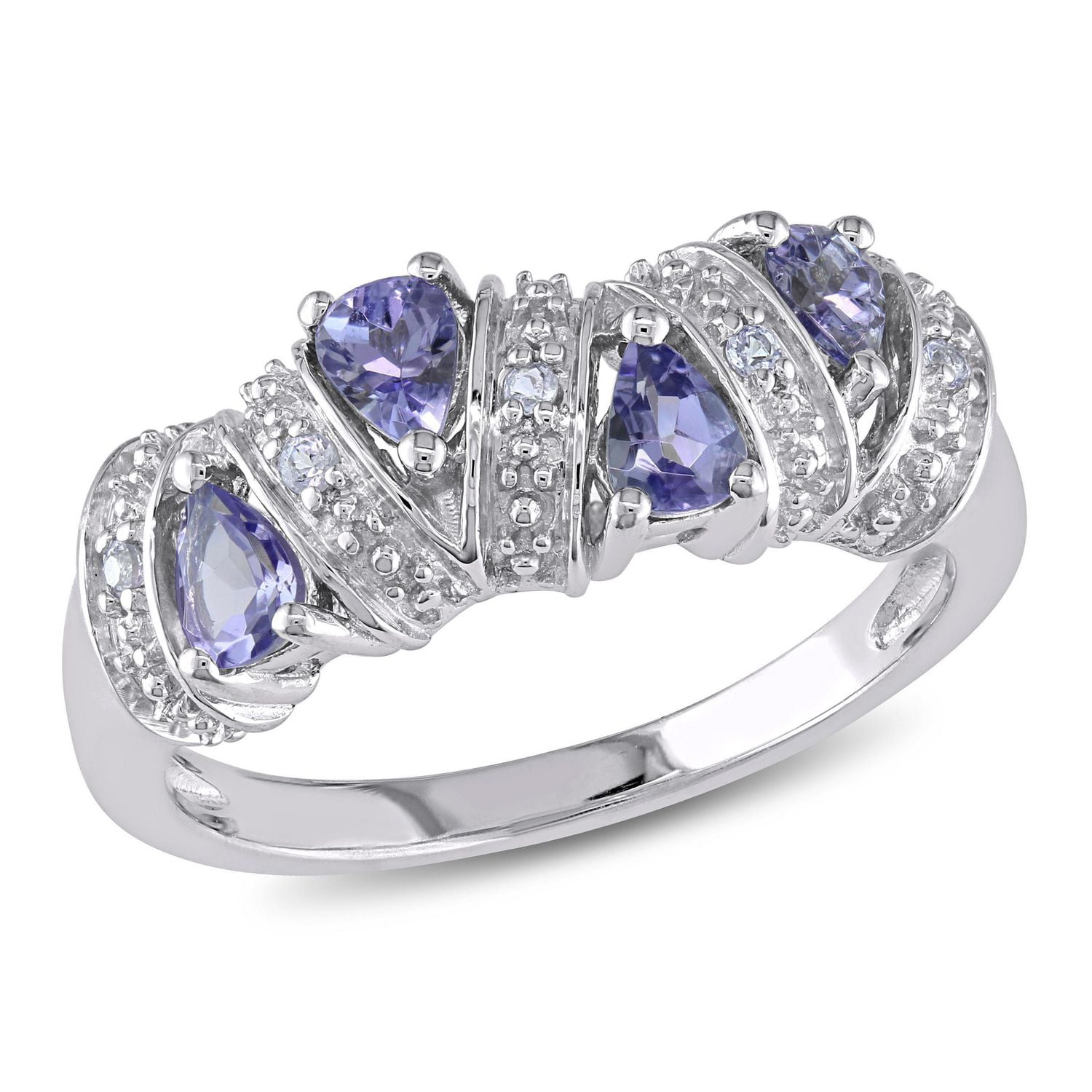 Miabella 3/5 Carat T.G.W. Tanzanite Sterling Silver Journey Ring