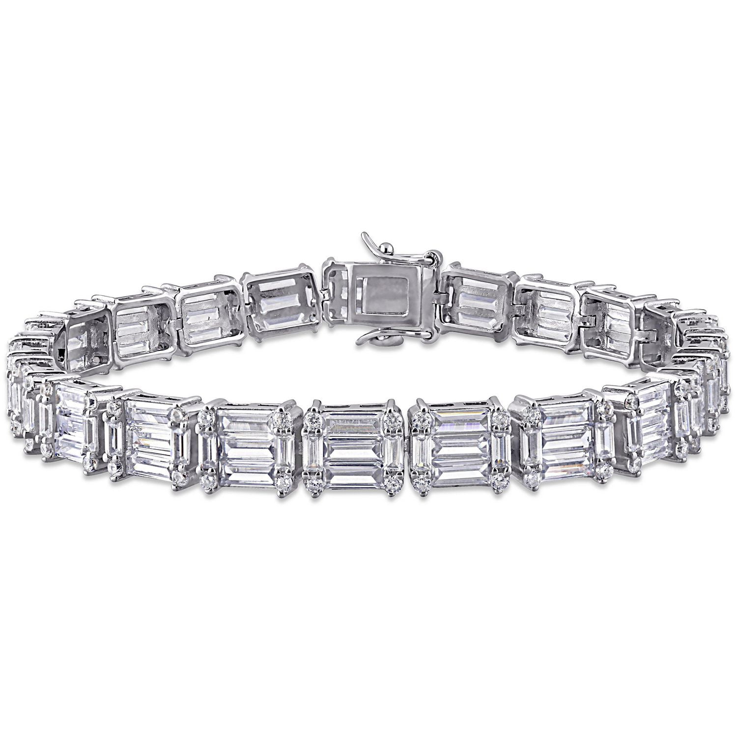 Miabella 20 Carat T.G.W. Cubic Zirconia Sterling Silver Tennis Bracelet, 7.5"
