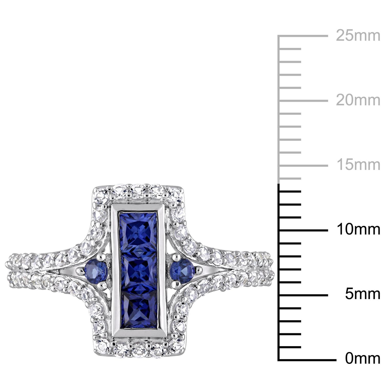 Miabella 1-1/8 Carat T.G.W. Created Blue and White Sapphire Sterling Silver  Ring