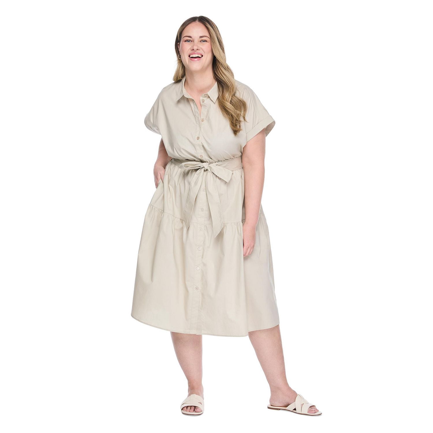 Lane Bryant Women's Plus Midi Shirt Dress