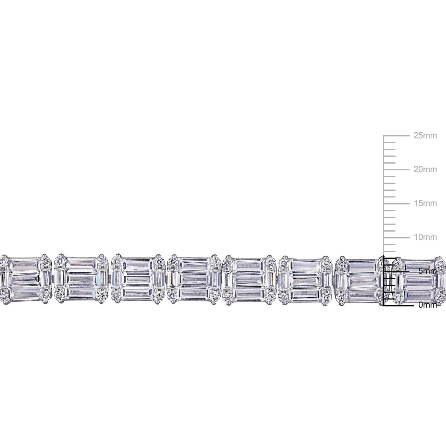 Miabella 20 Carat T.G.W. Cubic Zirconia Sterling Silver Tennis Bracelet, 7.5"