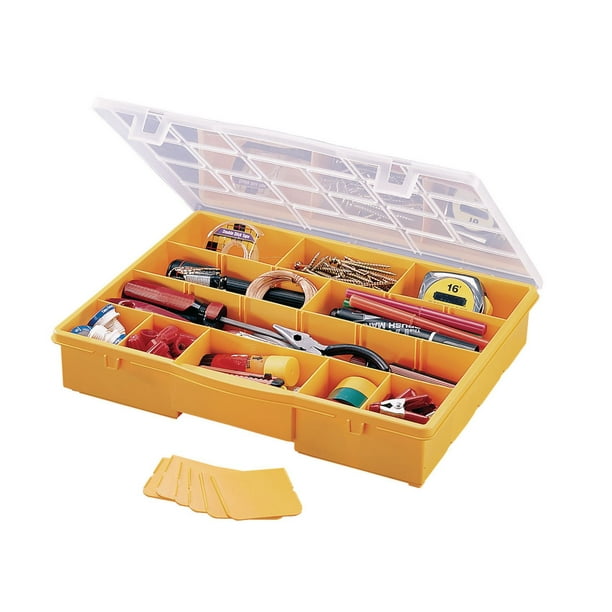 Stack-On Multi Compartment Storage Box With Removable Dividers
