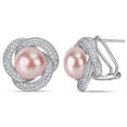 thumbnail image 1 of Miabella Pink Freshwater Cultured Pearl and 1-1/2 Carat T.G.W. Cubic Zirconia Sterling Silver Interlaced Earrings, 1 of 3