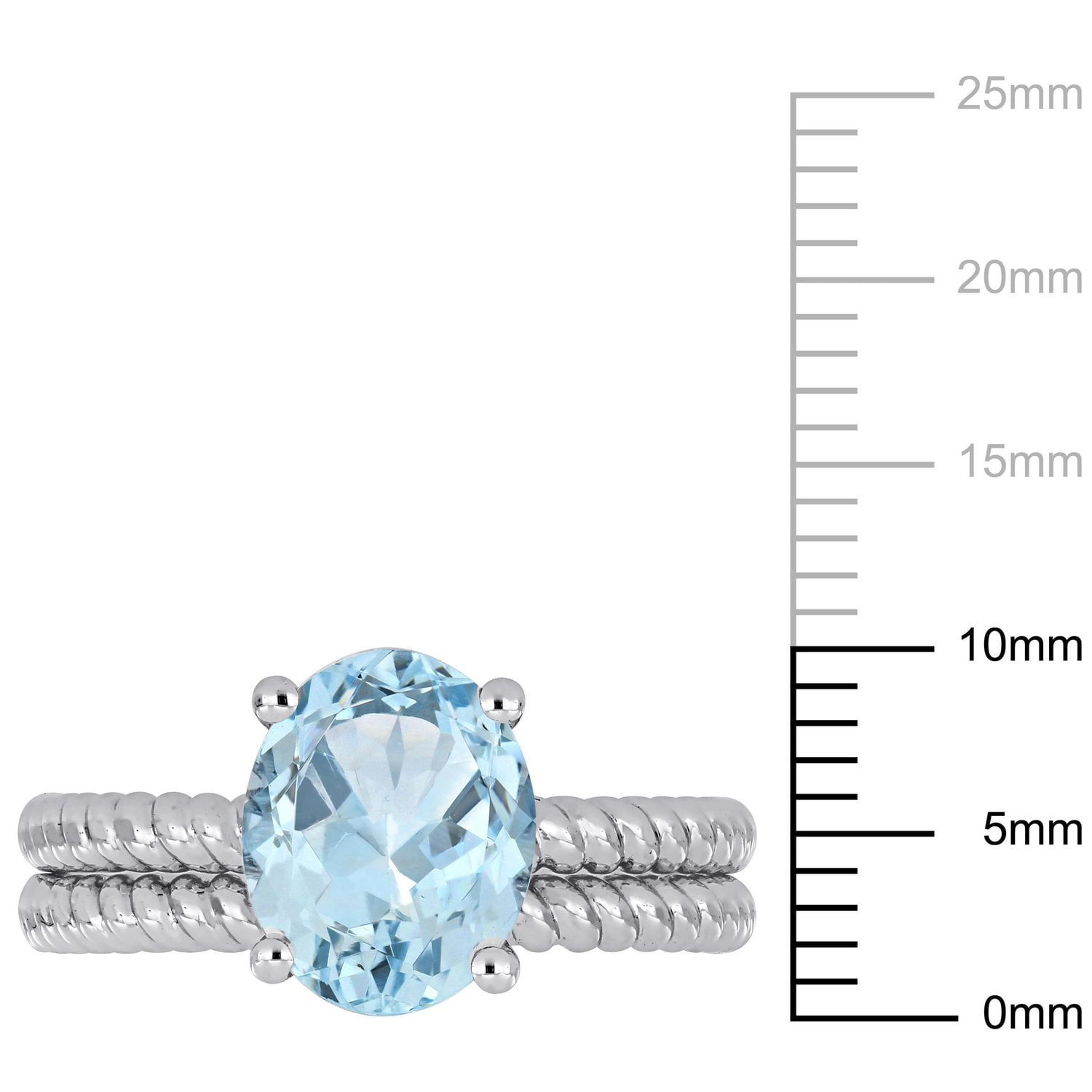 Miabella 2-1/10 Carat T.G.W. Aquamarine 14 K White Gold Solitaire Bridal Set