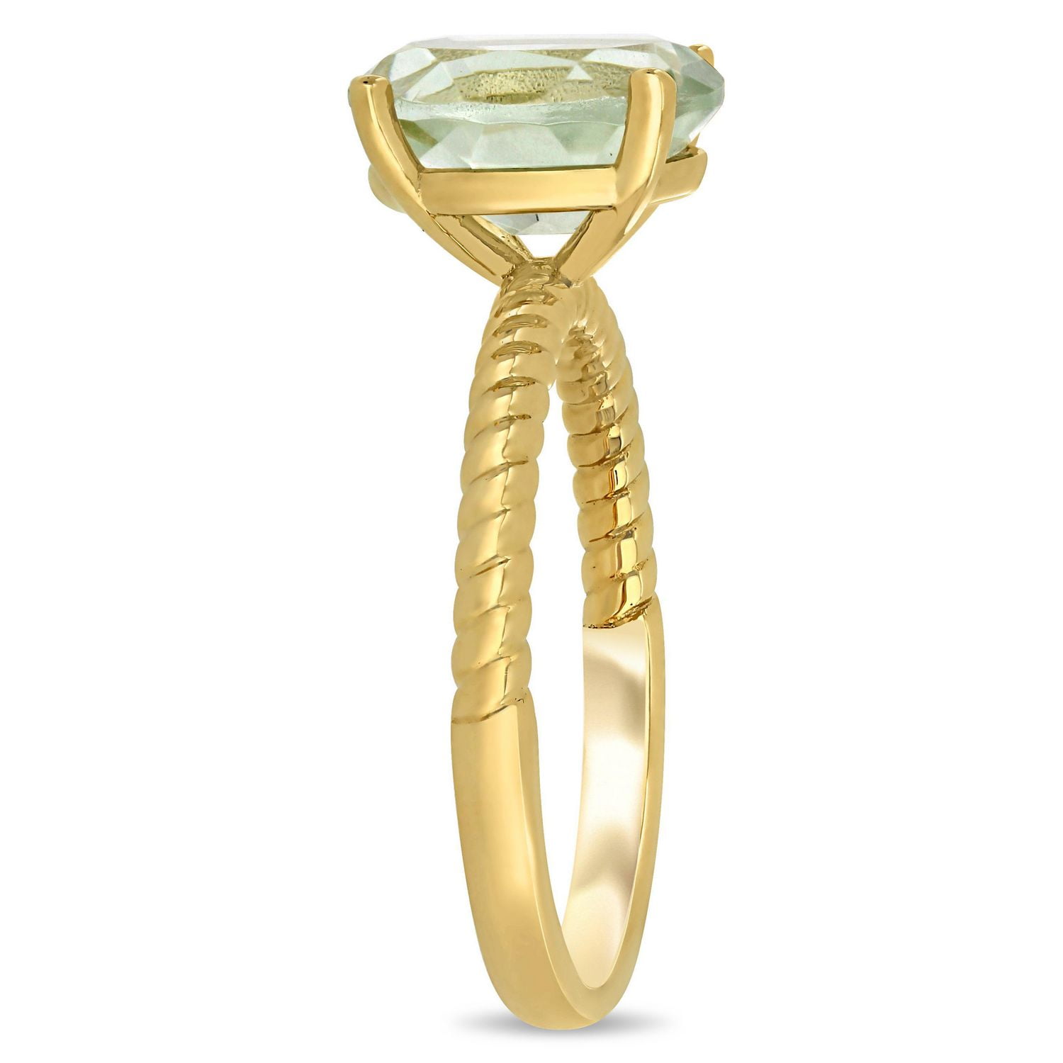 Bague solitaire Miabella avec améthyste verte 2-1/3 CT PBT en or jaune 14K