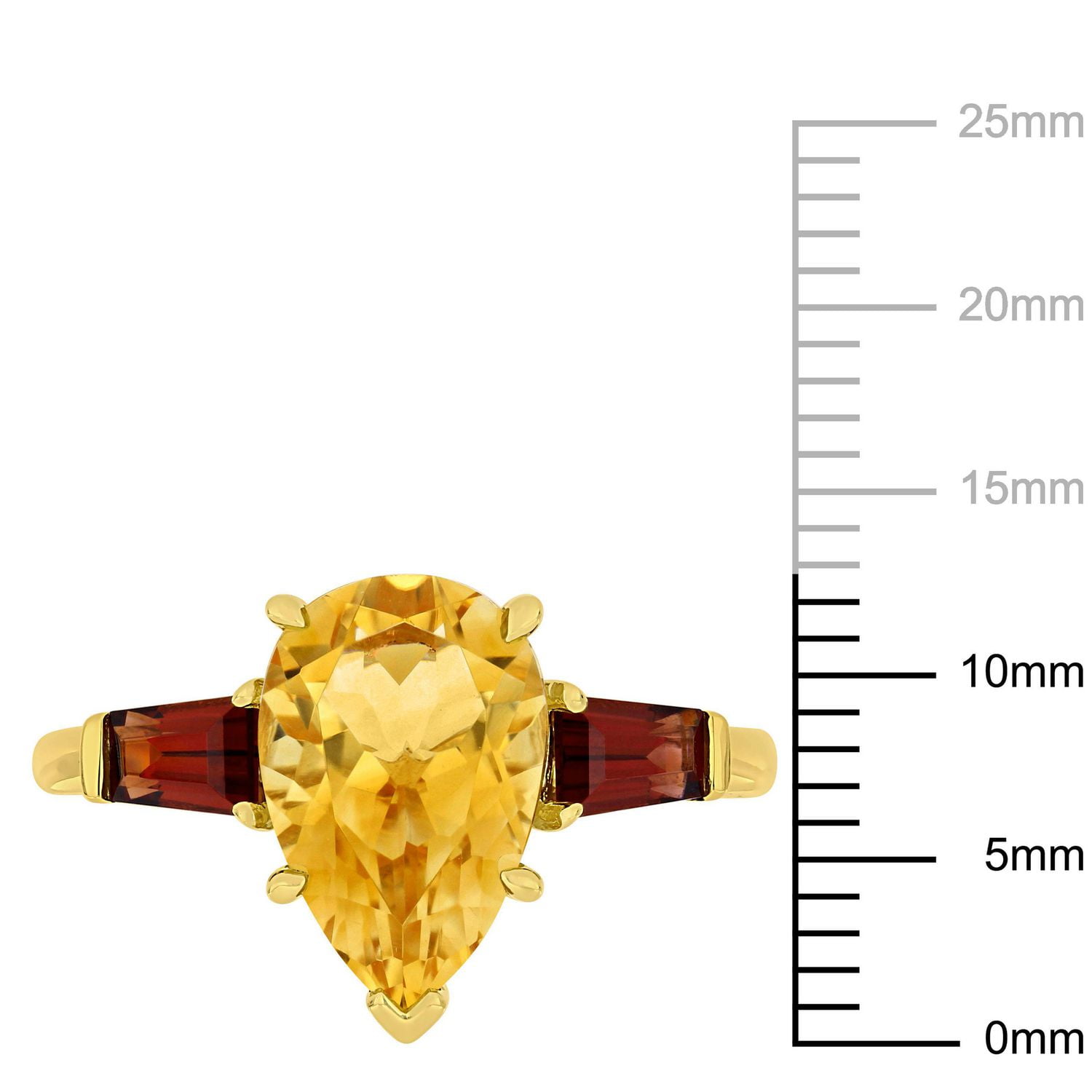 Bague à 3 pierres Miabella avec citrine et grenats 3-1/2 CT PBT en or jaune 14K