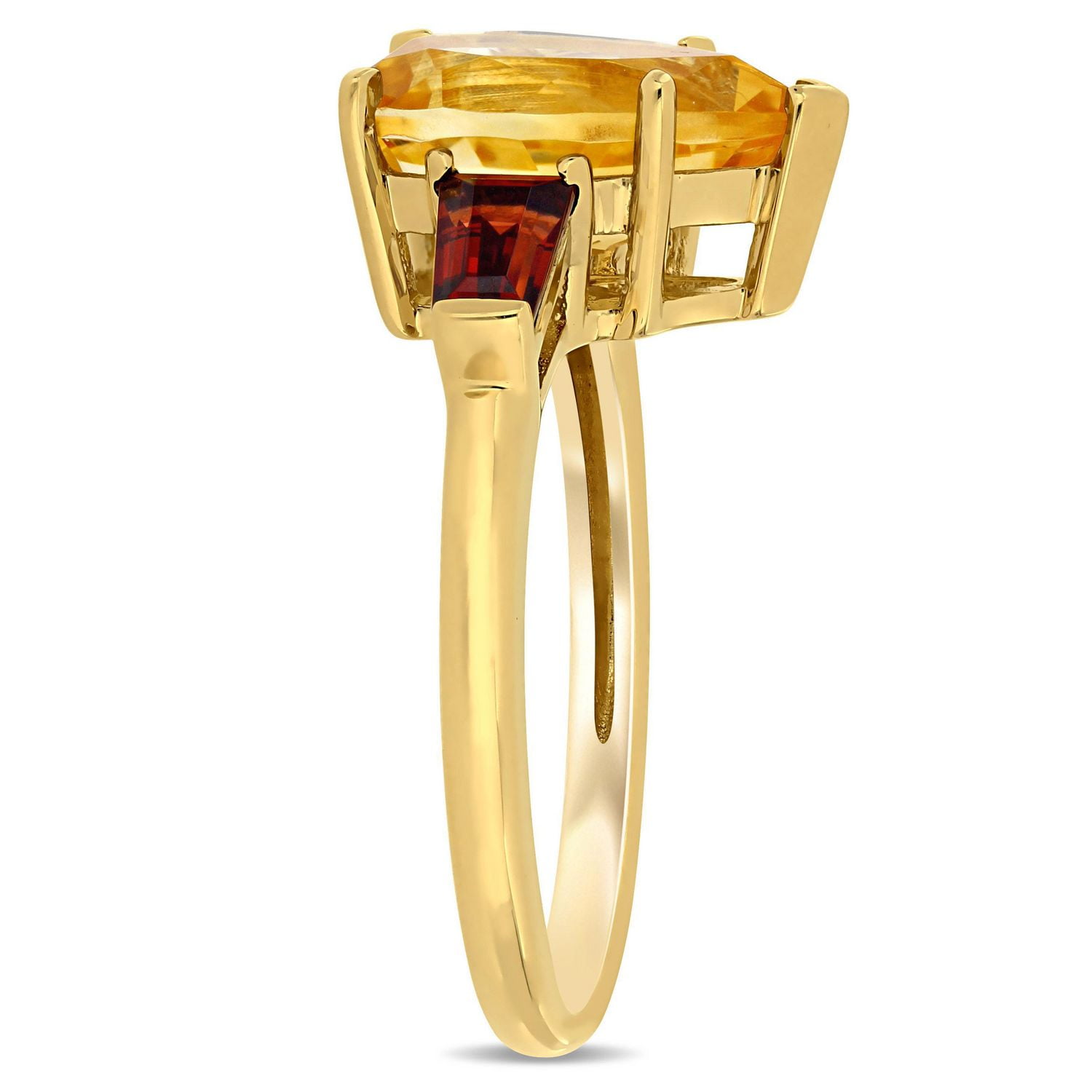 Bague à 3 pierres Miabella avec citrine et grenats 3-1/2 CT PBT en or jaune 14K