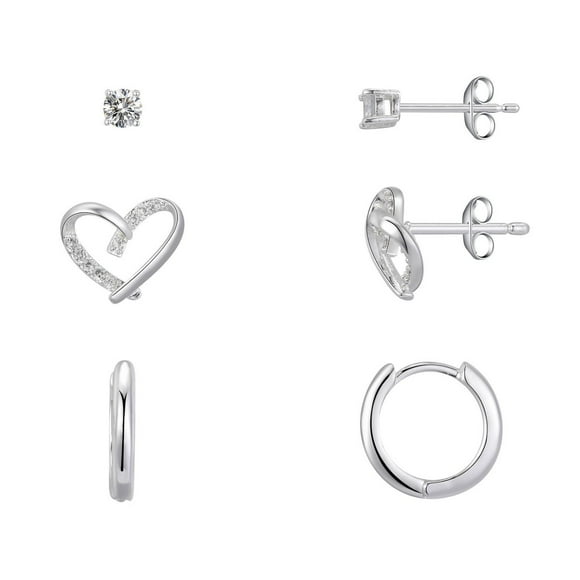 Luxury Designs Silver Plate set of 3 stud earrings