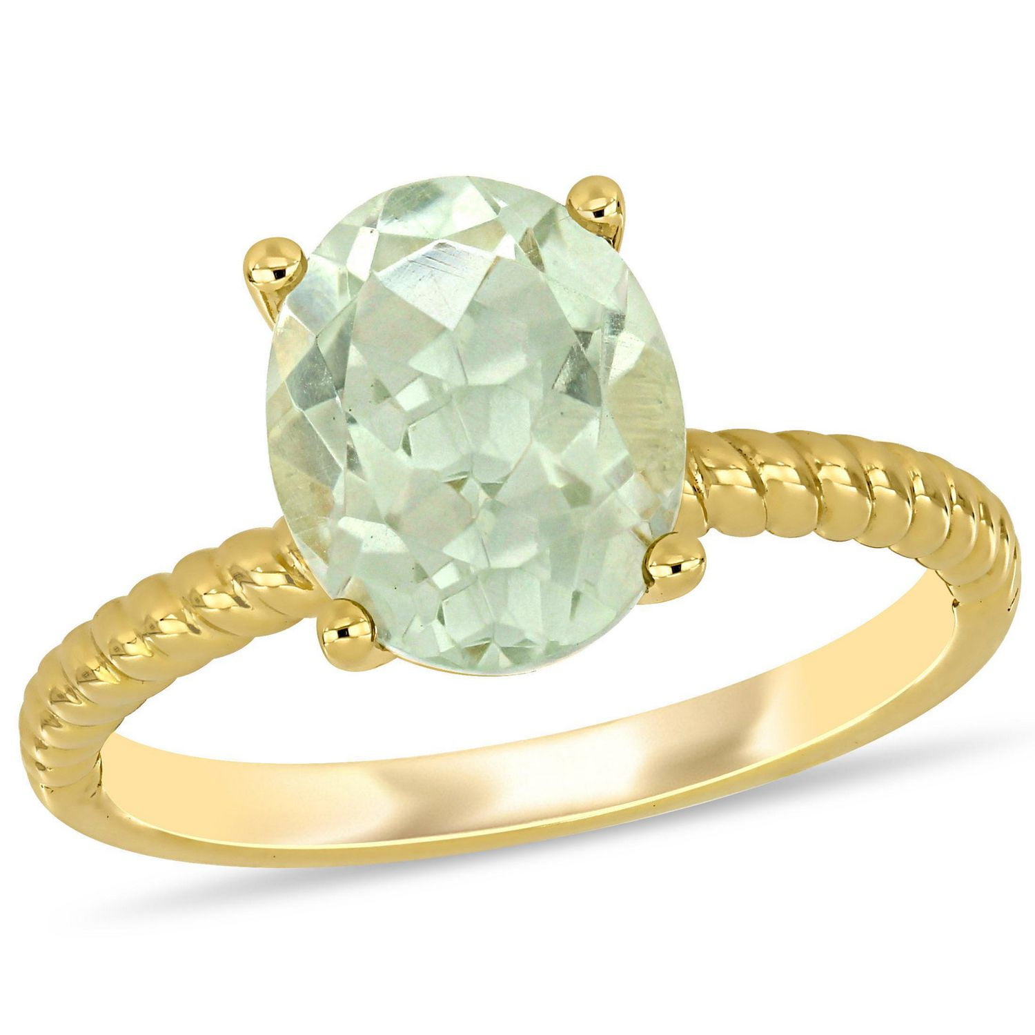 Miabella 2-1/3 Carat T.G.W. Green Amethyst 14 K Yellow Gold Solitaire Ring