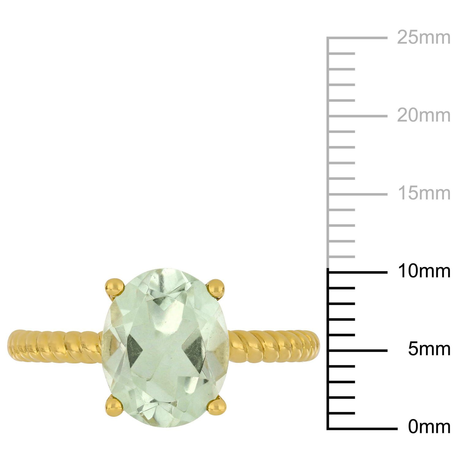 Miabella 2-1/3 Carat T.G.W. Green Amethyst 14 K Yellow Gold Solitaire Ring