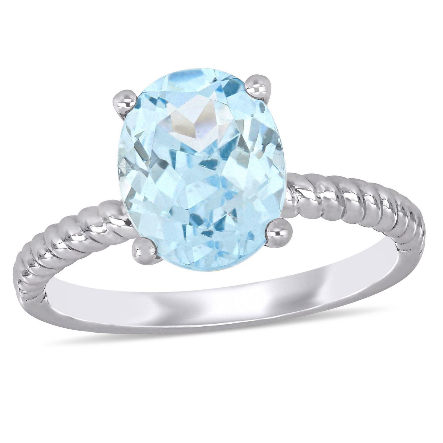 Bague solitaire Miabella avec aigue-marine 2-1/10 CT PBT en or blanc 14K