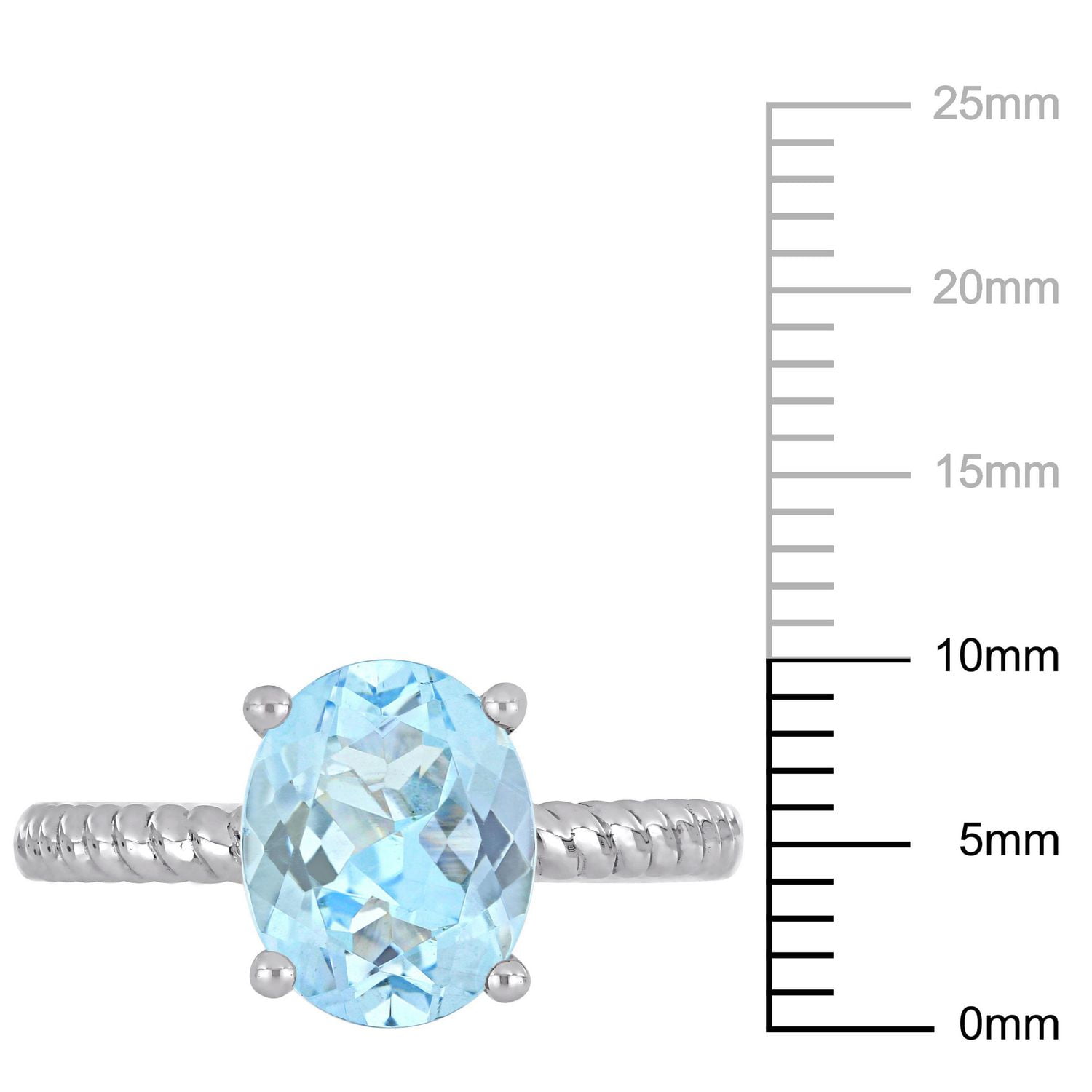 Bague solitaire Miabella avec aigue-marine 2-1/10 CT PBT en or blanc 14K