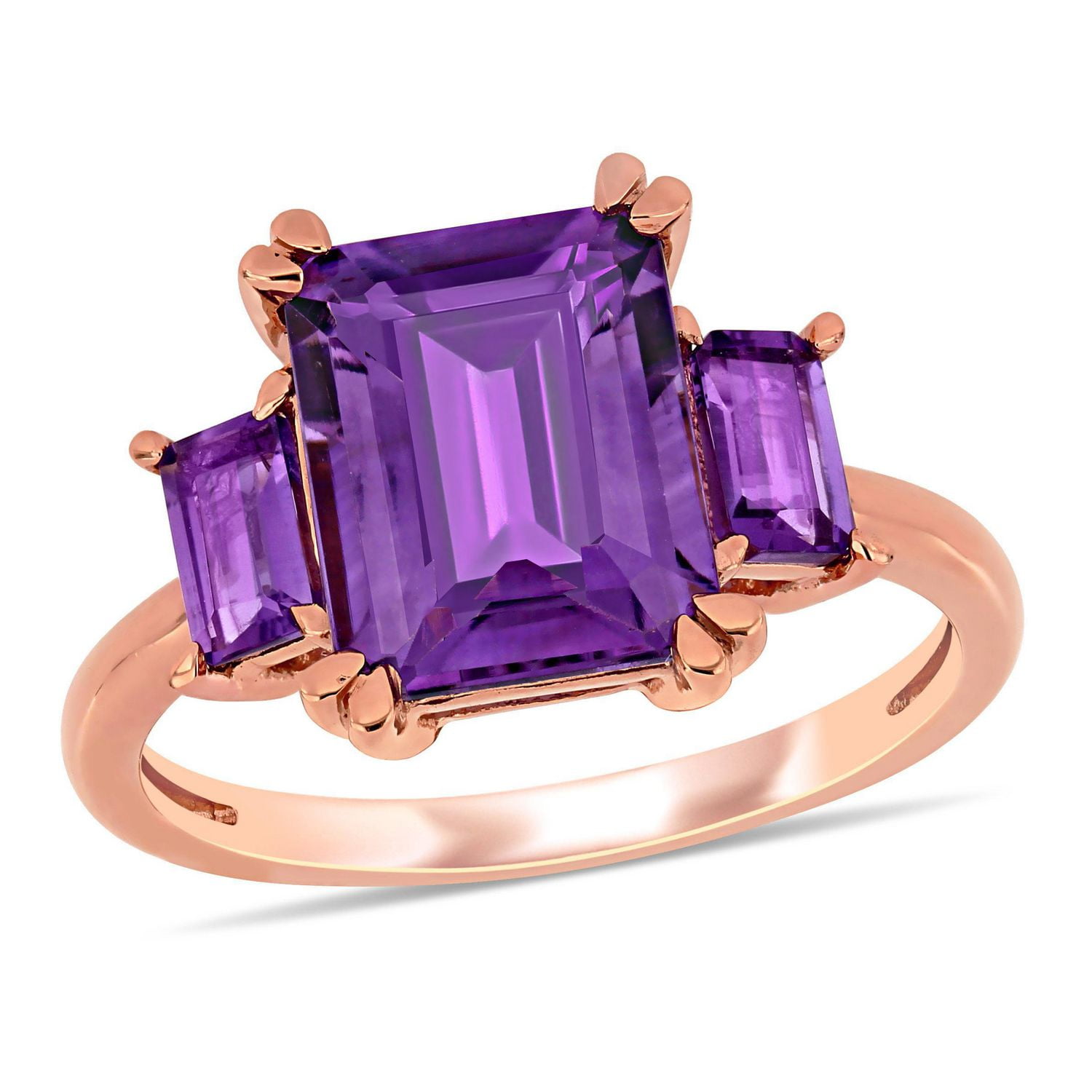 Bague à 3 pierres Miabella avec améthystes 3-4/5 CT PBT en or rosé 14K