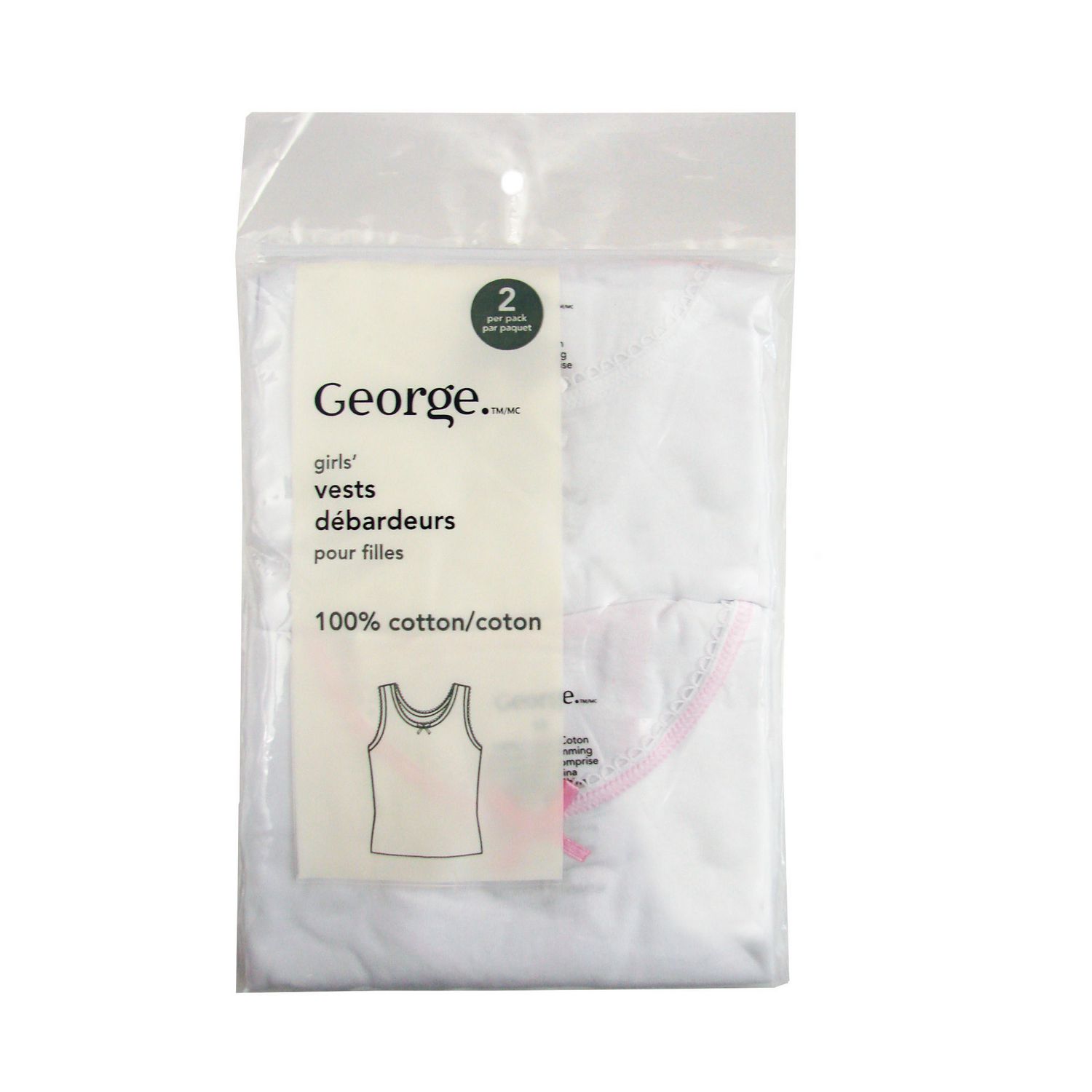 George Girls' Cotton Vest 2-Pack, Sizes 4-10 - Walmart.ca