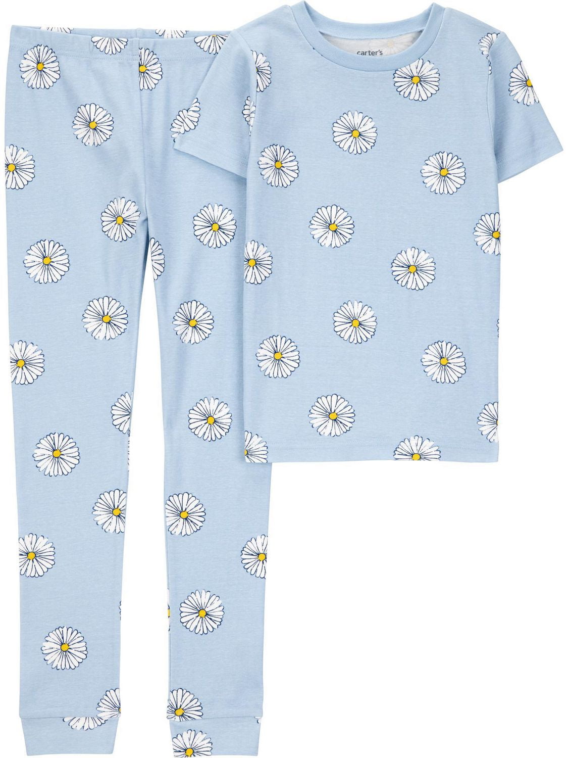 Carter's Child of Mine Kid Girls' 2 Piece PJs Cotton Blue Flower, 5-14