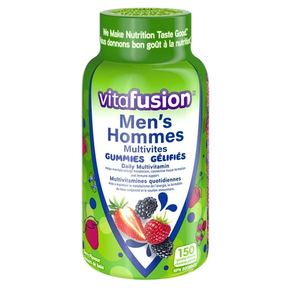 Multivites gélifiées pour hommes Vitafusion, multivitamines quotidiennes 150 vitamines gélifiées (approvisionnement de 2,5 mois)