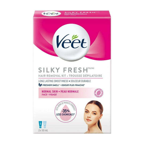 Veet Silky Fresh Trousse dépilatoire pour visage Peau normale, 2 x 50 mL