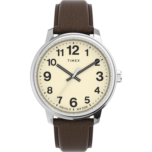 Timex® Easy Reader® Bold Leather Strap Watch