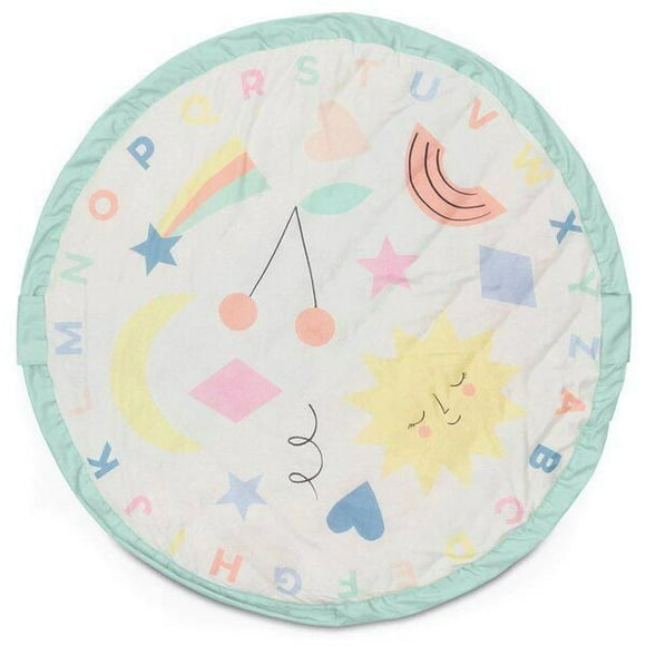 Play & Go - Meri Meri Collaboration - 3-in-1 Play Mat - Storage Bag & Diaper Bag - Soft Collection with Pastel and Neon Print - Fun & Interactive for Kids - 120 cm Diameter - Suitable for Newborn to Toddler - Easy to Carry Everywhere