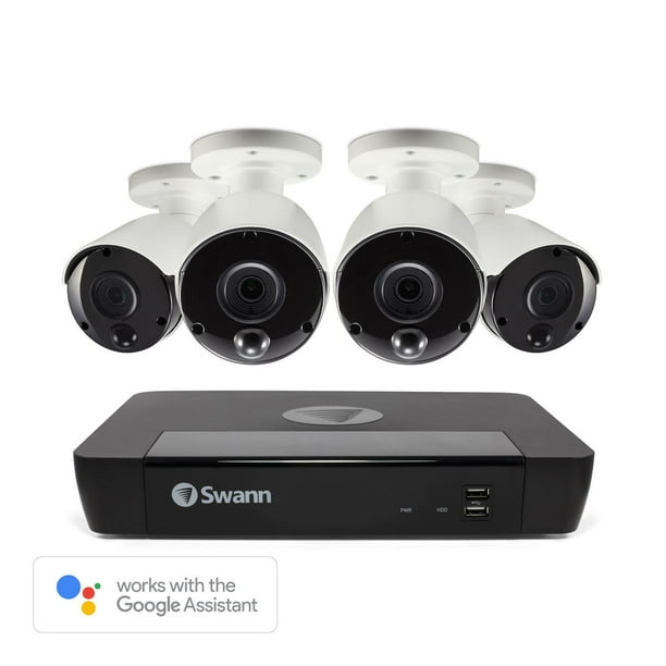 Système de sécurité NVR 8 canaux 5MP 2To de Swann avec 4 caméras de sécurité extérieure à détection thermique de type «bullet»